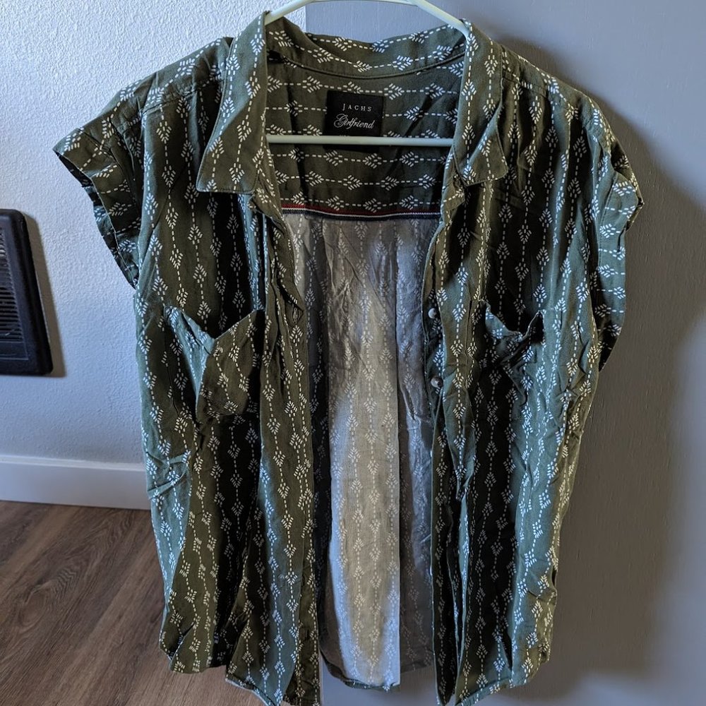 Large Green short sleeve button up